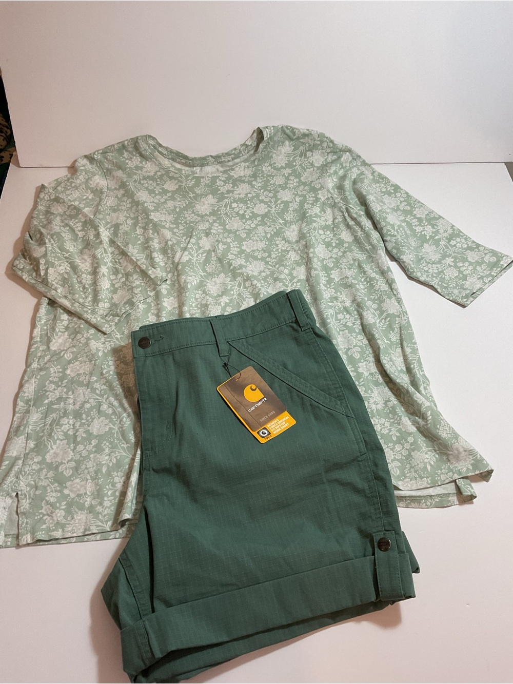 Lands’ End Mint Green Floral 3/4 Sleeve Tunic Top — Size 1X Excellent Condition - Picture 2 of 8